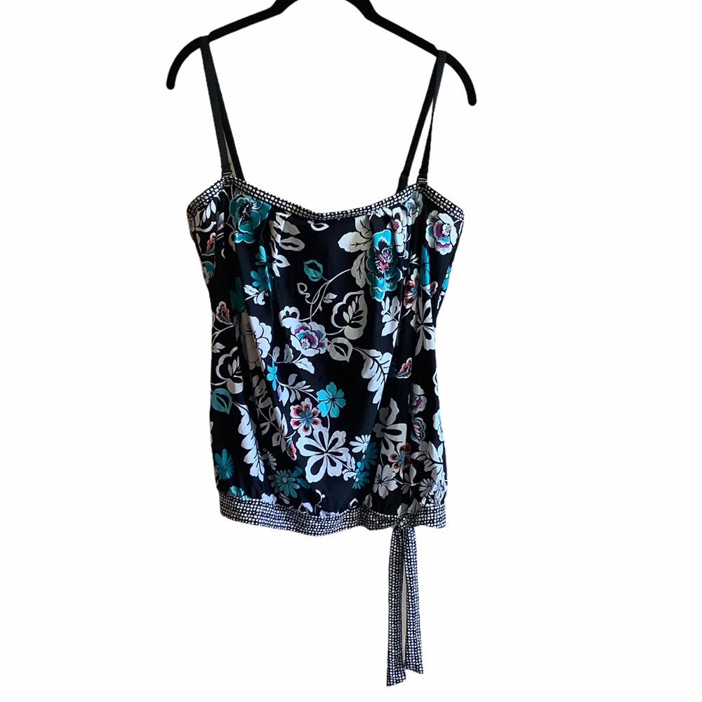 24th & Ocean swim tankini top floral Large black blue white